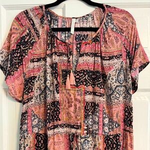 SEAFOLLY AUSTRALIA PINK & NAVY PRINT MAXI DRESS